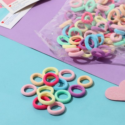 Резинки для волос Выбражулька «Махрушка», набор 100 шт., пастель, 2 см