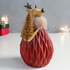 Сувенир полистоун "Оленёнок - девочка в геометрическом платье с ёлочкой" 9х9,5х16 см - фото 21733654