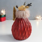 Сувенир полистоун "Оленёнок - девочка в геометрическом платье с ёлочкой" 9х9,5х16 см - фото 21733655