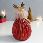 Сувенир полистоун "Оленёнок - девочка в геометрическом платье с ёлочкой" 9х9,5х16 см - фото 21733656