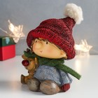 Сувенир полистоун "Мальчик в красной шапке с оленёнком" 11х9,5х12,5 см - Фото 4