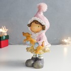 Сувенир полистоун "Девочка в розовой курточке с собачкой на руках" 9,5х8,5х19,5 см - фото 24719634