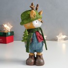 Сувенир полистоун "Оленёнок в зелёной шляпке с ёлочкой" 8,5х8х18,3 см - фото 21733812