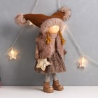 Кукла интерьерная "Девочка в коричневой шубке и шапке со звёздочкой" 20х11х47 см - Фото 2