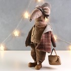 Кукла интерьерная "Дядя-мышь в клетчатом пальто с портфелем" 25х24,5х52 см - Фото 3