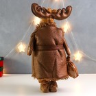 Кукла интерьерная "Лось в коричневой дублёнке с мешком подарков" 26х20х51 см - Фото 4