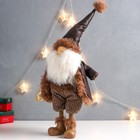 Кукла интерьерная "Дед Мороз в коричневой шубке с мешком подарков" 27х14х62 см - Фото 3