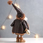 Кукла интерьерная "Дед Мороз в коричневой шубке с мешком подарков" 27х14х62 см - Фото 4