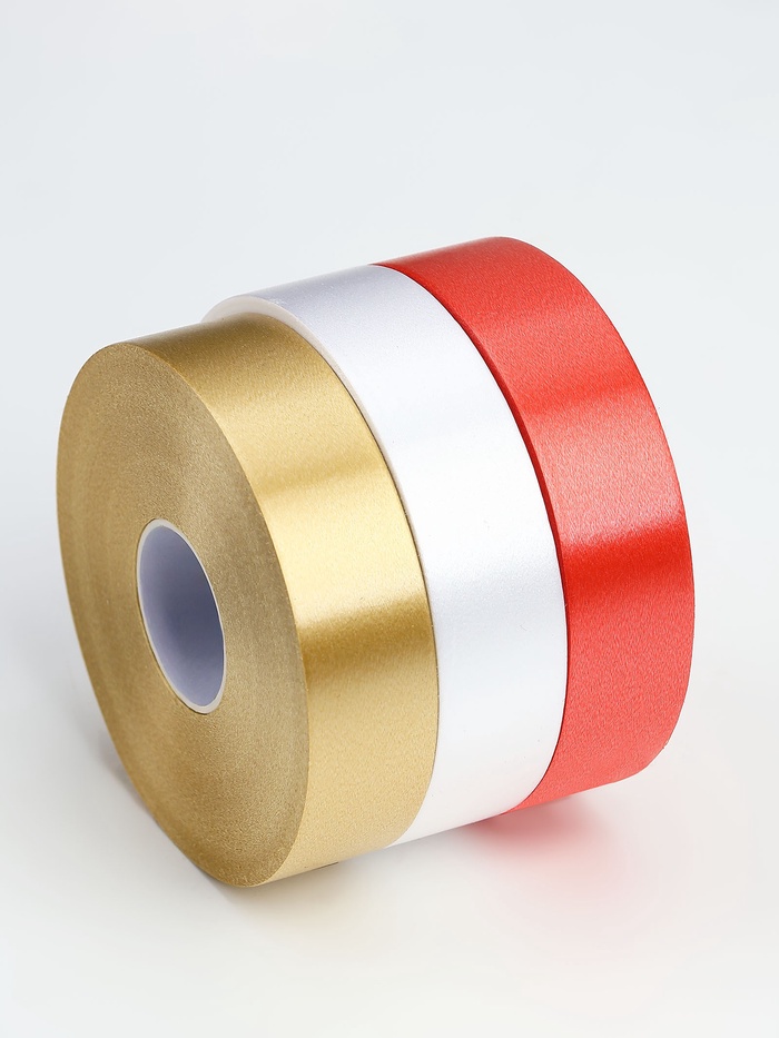 Лента для декора и подарков, МИКС белый, золотой, красный, 2 см × 45 м - Фото 1