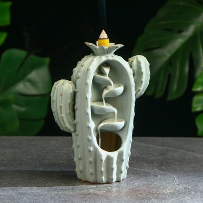 Подставка для благовоний TAKE IT EASY «Кактус», набор благовоний конусы, стелющийся дым, 14×8×19 см