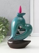 Подставка для благовоний TAKE IT EASY «Сердце», набор благовоний конусы, стелющийся дым, зелёное, 13×9×16 см - Фото 3