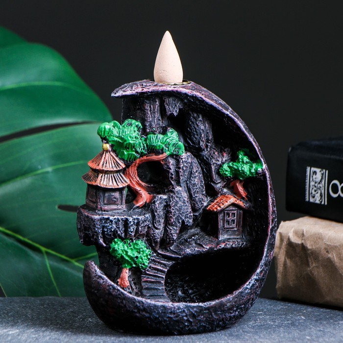 Подставка для благовоний TAKE IT EASY «Деревенька в горах», набор благовоний конусы, стелющийся дым, 11×7×12 см - Фото 1