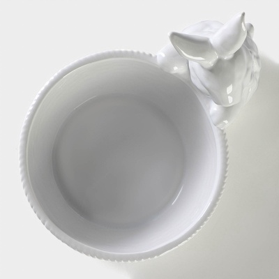 Конфетница Доляна «Зайка», 650 мл, 21.5×15.5×16.5 см, доломит, белая