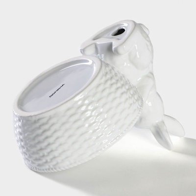 Конфетница Доляна «Зайка», 650 мл, 21.5×15.5×16.5 см, доломит, белая