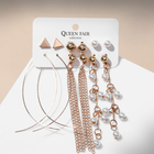 Серьги набор 6 пар «Жемчужные» весна, цвет белый в золоте - фото 61023535