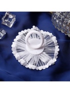 Бант для волос на резинке «Школьница», лучики серединка блеск, d=7 см, белый (комплект 6 шт) - фото 52266311