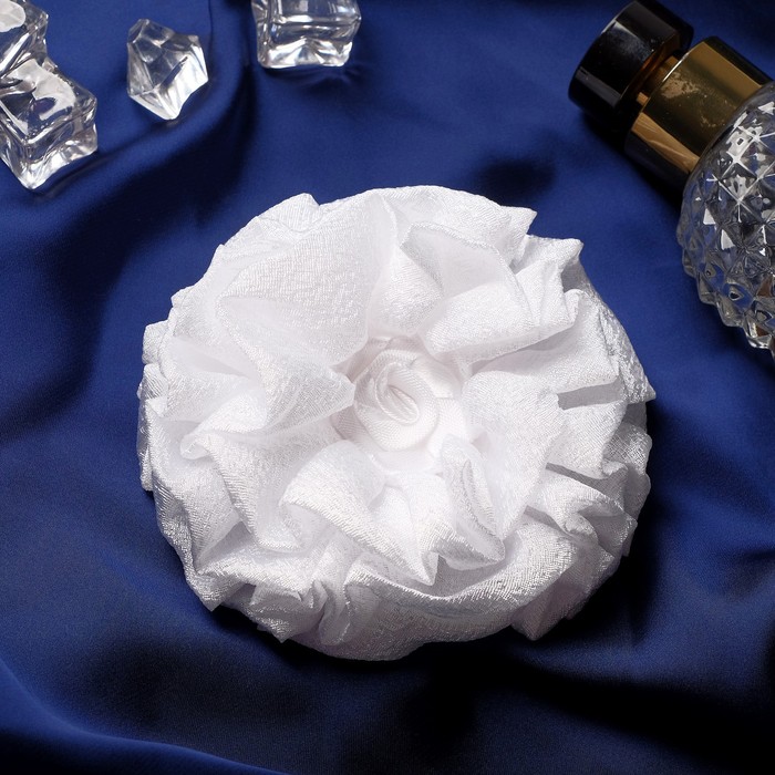 Резинка для волос бант "Школьница" волнушка роза, d-11 см, белый - Фото 1