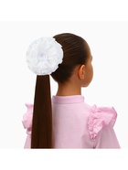 Бант для волос на резинке «Школьница», волнушка роза, d=11 см, белый - Фото 2