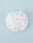 Бант для волос на резинке «Школьница», нежность горошек, d=11 см, белый - Фото 5