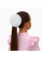 Бант для волос на резинке «Школьница», волнушка роза полоски, d=11 см, белый - Фото 2