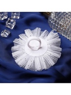 Бант для волос на резинке «Школьница», волнушка роза полоски, d=11 см, белый - Фото 4