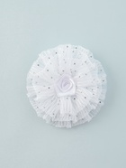 Бант для волос на резинке «Школьница», волнушка роза полоски, d=11 см, белый - Фото 5