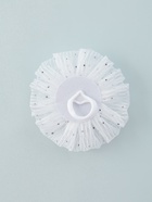 Бант для волос на резинке «Школьница», волнушка роза полоски, d=11 см, белый - Фото 6