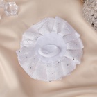 Бант для волос на резинке «Школьница», ромашка капельки, d=11 см, белый (комплект 6 шт) - фото 51190929