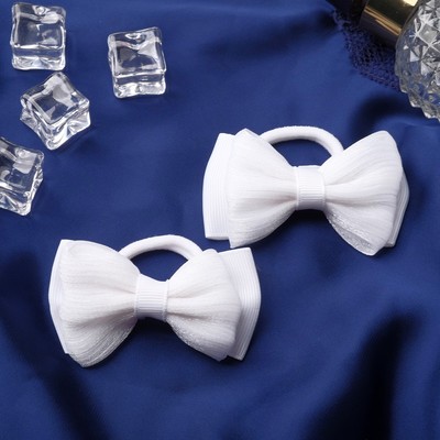 Резинка для волос «Бантик», классика, 8 см, набор 2 шт., белая