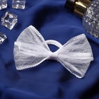 Бант для волос на резинке «Бантик», кружевной край полоски, 9 см, белый (комплект 6 шт) - фото 51076698