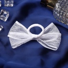 Бант для волос на резинке «Бантик», кружевной край полоски, 9 см, белый (комплект 6 шт) - фото 51190931