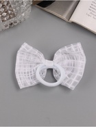 Бант для волос на резинке «Бантик», хрусталь клетка, 9 см, белый - Фото 4