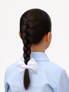 Бант для волос на резинке «Бантик», хрусталь клетка, 9 см, белый - Фото 2