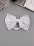 Бант для волос на резинке «Бантик», хрусталь клетка, 9 см, белый - Фото 3