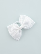 Бант для волос на резинке «Бантик», хрусталь клетка, 9 см, белый (комплект 6 шт) - фото 52266329