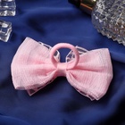 Бант для волос на резинке «Бантик», хрусталь полосы, 11 см, розовый (комплект 6 шт) - фото 60805813