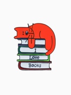 Значок «Кот», на книгах, цветной в чёрном металле - Фото 3