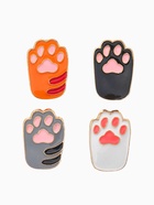 Набор значков (4 шт.) «Лапки», кошачьи, цветной в золоте - Фото 1