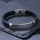 Браслет унисекс «Стиль» плавность, цвет чёрный с серебром, 20.5 см  (артикул 7986102)  большой выбор товаров оптом и в розницу по низким ценам с доставкой