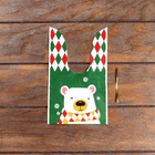 Пакет полиэтиленовый подарочный с ушками «Новогодний медведь», 13?23 см (комплект 20 шт) - фото 59341558