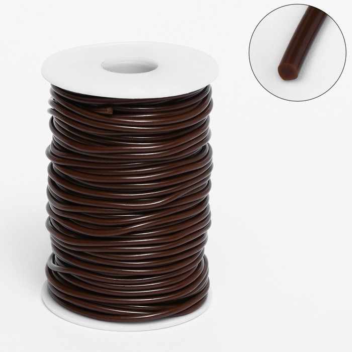 Шнур каучуковый на бобине, 35 м, неполый, d=2,5 мм, цвет коричневый - Фото 1