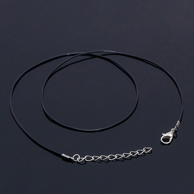 Шнурок каучуковый, неполый, 45 см, d=1мм, цвет чёрный в серебре