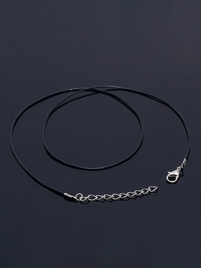 Шнурок каучуковый, неполый, 45см, d=1мм, цвет чёрный в серебре