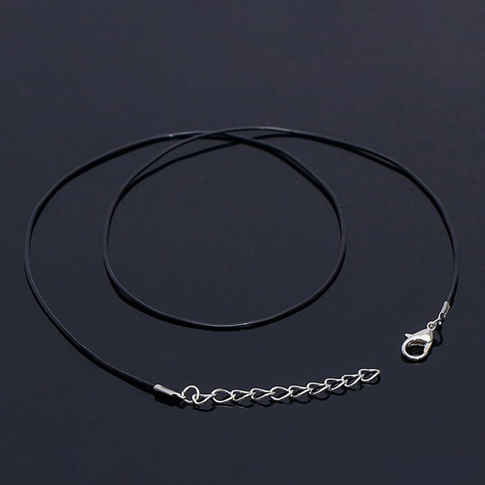 Шнурок каучуковый, неполый, 45 см, d=1мм, цвет чёрный в серебре - Фото 1