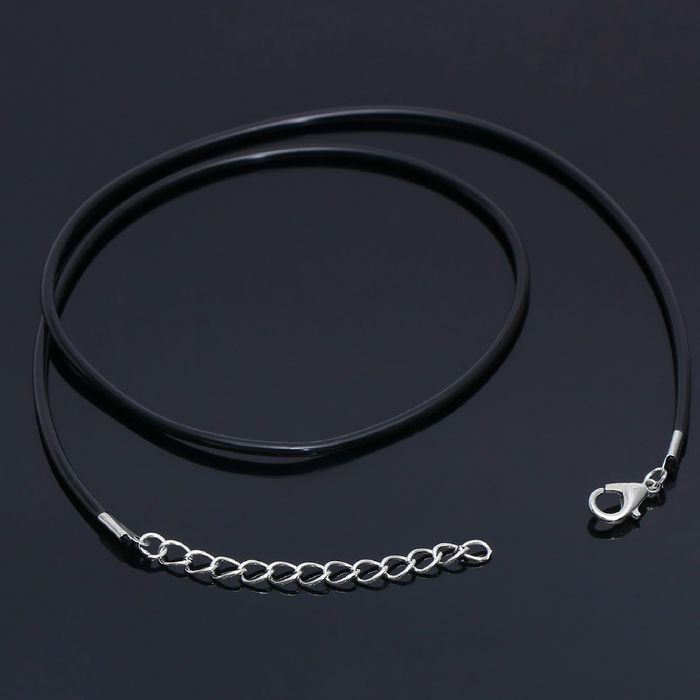 Шнурок каучуковый, неполый, 45 см, d=2 мм, цвет чёрный в серебре - Фото 1