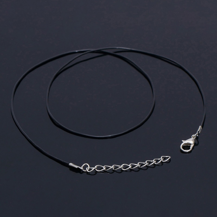 Шнурок каучуковый, неполый, 50 см, d=1 мм, цвет чёрный в серебре - Фото 1