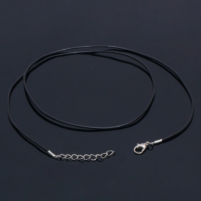 Шнурок каучуковый, неполый, 50 см, d=1,5 мм, цвет чёрный в серебре - Фото 1