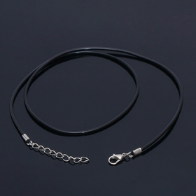 Шнурок каучуковый, неполый, 50 см, d=2 мм, цвет чёрный в серебре