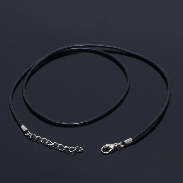 Шнурок каучуковый, неполый, 50 см, d=2 мм, цвет чёрный в серебре - Фото 1