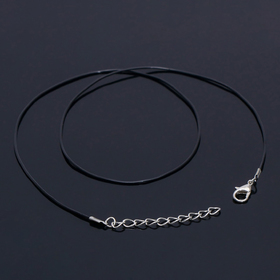 Шнурок каучуковый, неполый, 55см, d=1мм, цвет чёрный в серебре